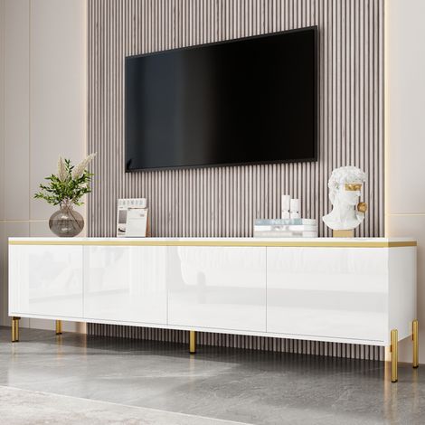 Mobile TV con 4 ante e passacavi bianco 170 cm OKMYHOME (1/5)