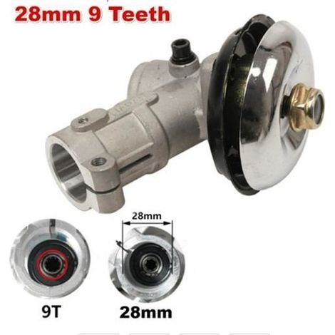 Accessoire pour tondeuse à gazon - Universelle - Renvoi d'angle - 9 dents - Argent - Diamètre 26/28mm (1/4)
