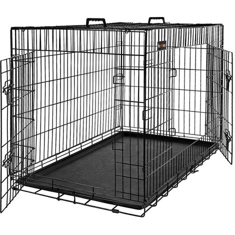 FEANDREA Cage pour Chien, avec 2 Portes, Noir, 92,5 x 57,5 x 64 cm