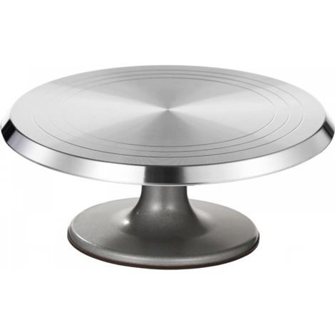 Présentoir à gâteaux rotatif en alliage d'aluminium, plateforme rotative antidérapante, rotation fluide, noir (1/4)