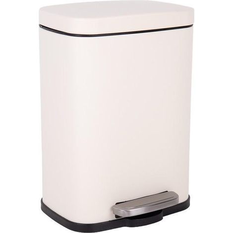 Cubo de basura beige con pedal y cubo interior 5 l 21 x 18,5 x 30 cm (1/5)