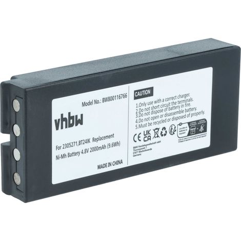 vhbw Akku kompatibel mit Ikusi TM70/3, TM70/8, T70 console box Industrie-Funkfernsteuerung Fernbedienung (2000 mAh, 4,8 V, NiMH) - Schwarz