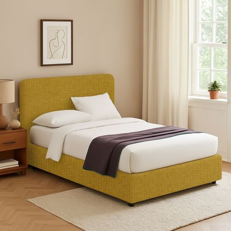 Letto Singolo Slough, Sfoderabile, Contenitore Made in Italy, Giallo Ocra (1/5)