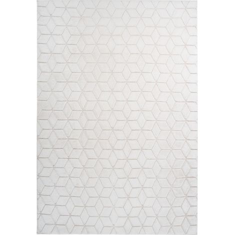 Tapis Shaggy Effet 3D "Vivica" Blanc & Crème 80 x 150 cm (1/4)