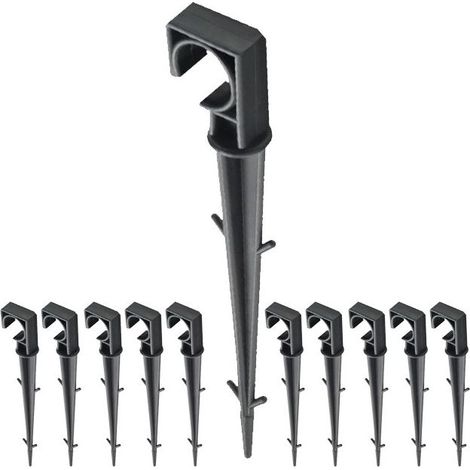 Lot de 10 Crampon de fixation plastique, Piquets de Fixation 16mm pour Ligne d'égouttement, tuyaux d'arrosage et tuyaux gouteurs