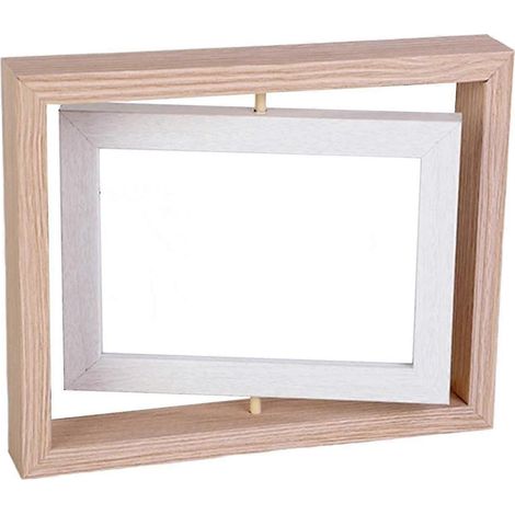 Drehbarer Bilderrahmen aus Holz, schwebender Bilderrahmen, transparent, DIY-Geschenkidee, Tischdekoration für Schreibtisch, Hochzeiten, Büro, Mama, Oma-7 Inch (1/5)