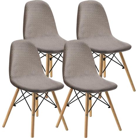 Elastische Jacquard Stuhlbezüge 4er-Set, Taupe, maschinenwaschbar (1/5)