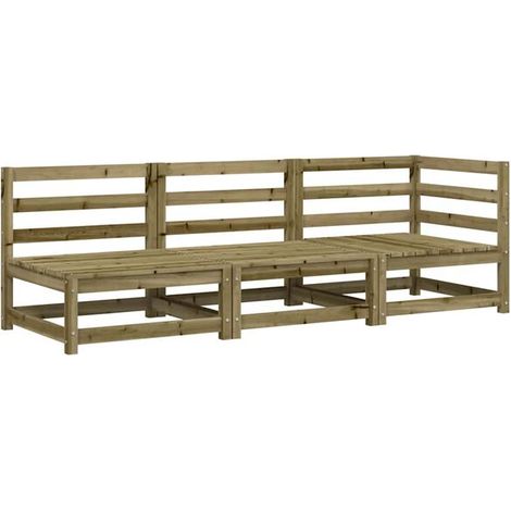 Canapé de jardin 3 places en bois de pin imprégné (1/5)
