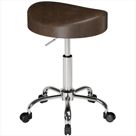 Tabouret de salon à roulettes marron réglable 51-66 cm (1/5)