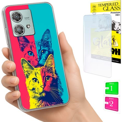 Funda para Motorola Edge 40 Neo con foto y cubierta trasera de gatos + cristal 9H (1/5)