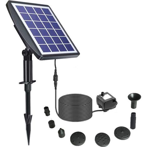 Pompe à eau solaire sans balais pour bassin, idéale pour les fontaines, avec panneau solaire 9V 2,5W offrant un débit de 200L / H