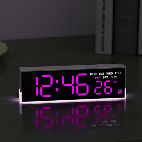 Sveglia digitale alimentata tramite USB con luce ambientale bianca，orologio da tavolo con 3 livelli di luminosità，orologio a LED 12/24 ore (1/5)