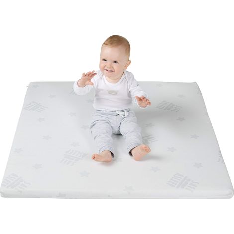 roba Materasso per Box safe asleep Air, Rettangolare, 75 x 100 cm, Rivestimento in Jacquard, Imbottito, Sfoderabile e Lavabile, con Zip, Bianco (1/5)