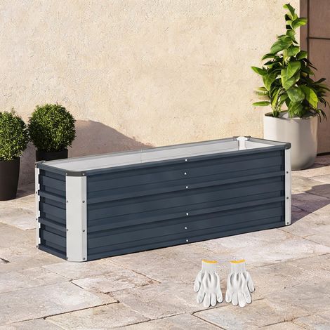 Bac de jardinage surélevé en acier 125 x 47 x 40 cm gris charbon (1/5)