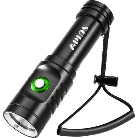 AP01 1050 lumens torche de plongée, lampe de poche à 3 modes, lampe de plongée étanche IPX8, étanche sous l'eau à 100 m, avec batterie et chargeur (1/5)