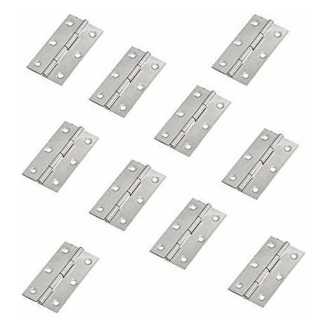 10 charnières de porte en acier inoxydable pour meubles, longueur 75 mm x 50 mm (1/4)