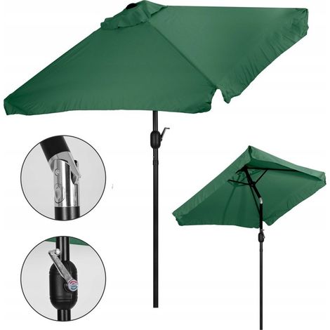 Sombrilla de jardín rectangular grande inclinada con manivela, verde, 200 x 140 cm (1/5)
