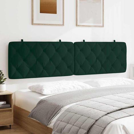 vidaXL Cabecero de cama acolchado terciopelo verde oscuro 200 cm (1/5)