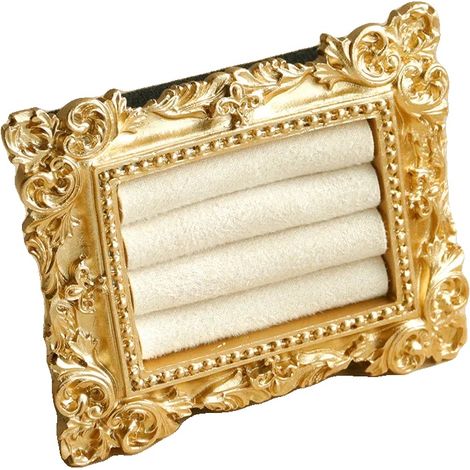 Espositore per gioielli, organizer in velluto, design barocco, 4 pezzi beige (1/2)