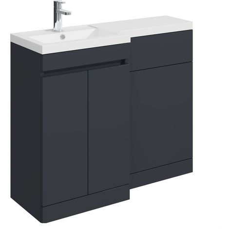 Balterley Tean 1000mm Floor Standing Compact Unit with Left Hand Polymarble Basin - Dark Grey