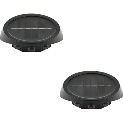 Lot de 2 Éclairage extérieur LED solaire pour clôture, 3 lampes LED pour clôture (décoration), Applique murale à économie d'énergie, Lumière chaude (1/5)