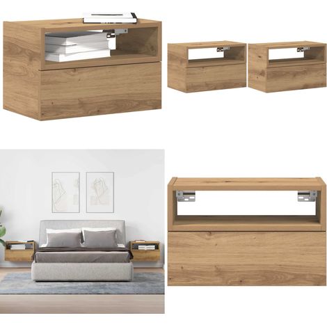 Wand-Nachttische 2 Stk. Artisan-Eiche 45x26x28,5 cm - Nachtkommode - Wandmontage (1/5)