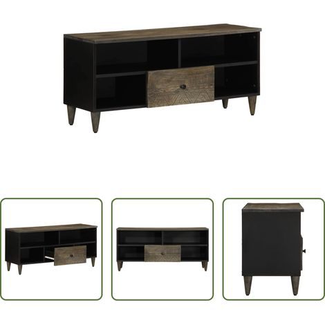 TV-Ständer Holz - TV-Schrank 100x33x46 cm Massivholz Mango (1/5)
