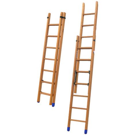 Echelle bois coulissante 2x11 barreaux - Hauteur à atteindre 4.70m - BCM2-300