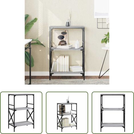 Bücherregal Holz -  Bücherregal 3 Böden Grau Sonoma 59x35x90,5 cm Holzwerkstoff (1/5)