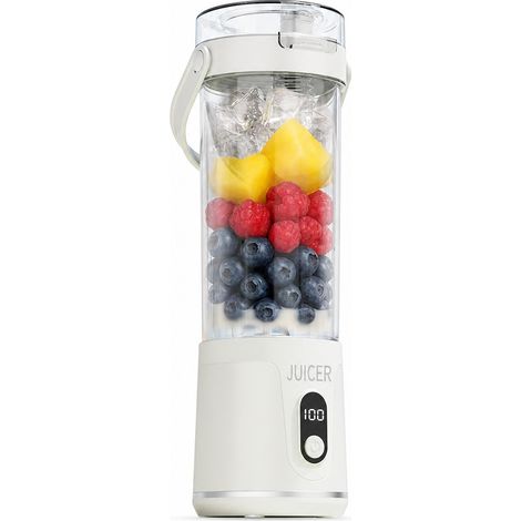 Blender portable électrique gris avec écran LCD, pour jus et glaçons, usage domestique et extérieur (1/5)