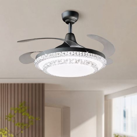 Ventilateur de plafond avec lumière LED, 42 pouces, moteur silencieux en cuivre, télécommande, variateur, réversible, idéal pour salon (1/5)