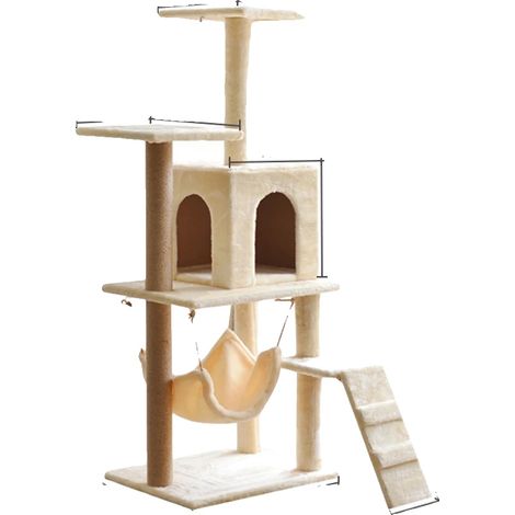 Árbol para gatos, estructura de madera, diseño multinivel, YL-MPJ-blanco roto (1/2)