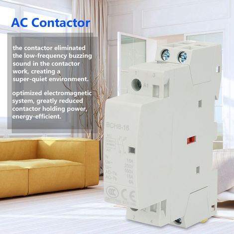 Contacteur électrique domestique 2 pôles 16A 220-230V 50/60Hz 2NO pour rail DIN (1/5)