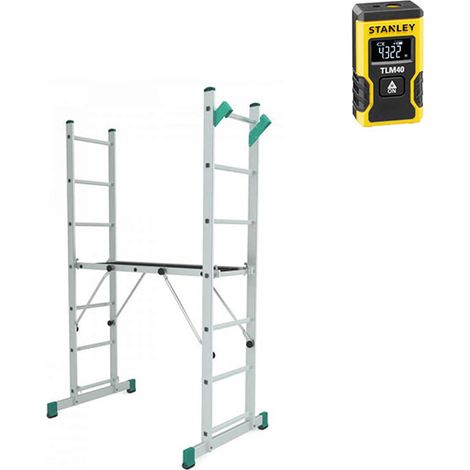 Echafaudage 2x7 barreaux - Hauteur de travail max 3.00m + Télémètre laser STANLEY - 8507-LASER (1/5)