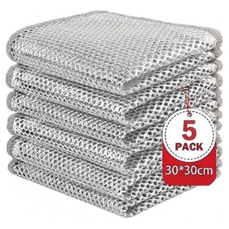 15 multifunktionale, doppellagige Reinigungstücher, multifunktionales Metallgewebe, kratzfeste, metallische Mehrzweck Spültücher für nasse und tr (1/5)