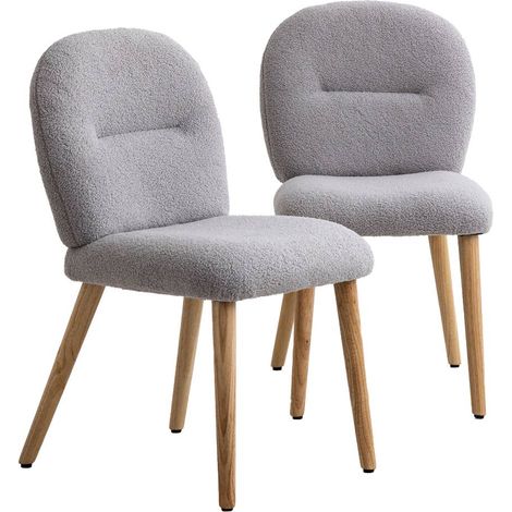 Chaise en tissu bouclette grise Kanoa (lot de 2) (1/5)