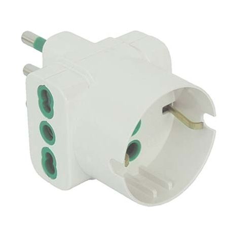 ADATTATORE TRIPLO 16A- 16A BIPASSO +SCHUKO GARANTI - BIANCO 2P+T- 10 pezzi