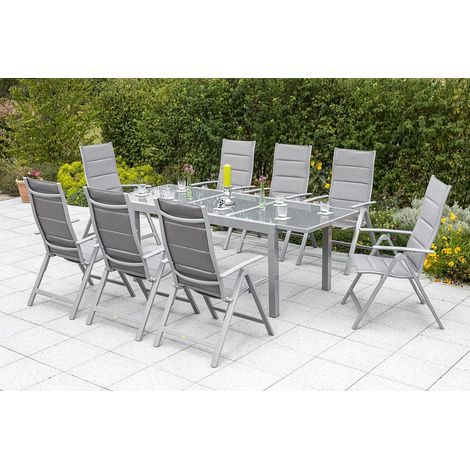 Taviano Set 9tlg 8 Sessel Tisch 180(240)x100cm