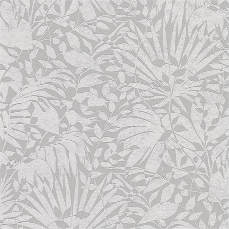 Exclusive luxury wallpaper wall Profhome 388312 non-woven wallpaper textured with floral ornaments and metallic effect grey silver white 5.33 m2 (1/5)
