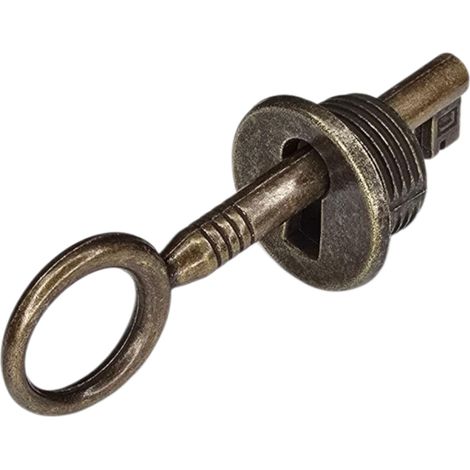 1x Clé + entrée de clé 25 mm serrure meuble zamac brun meuble DIY verrou restauration rénovation (1/5)