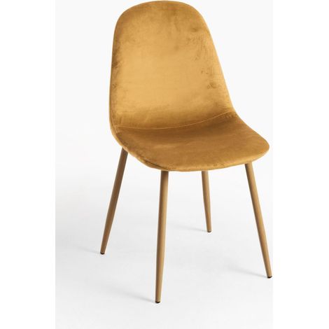 Sillas Comedor - Silla Teok Terciopelo - Mostaza