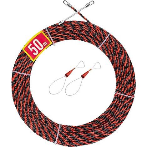 Aiguille d'électricien 50m – Diamètre 6mm – Polyester à triple torsion – Résistance à la chaleur et anti-vieillissement – Pour câblage dans espaces restreints