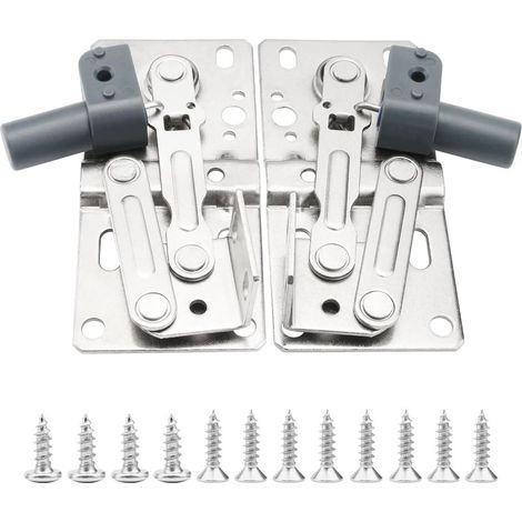 Lot de 2 charnières pivotantes amorties pour porte basculante de placard, coffre à jouets, bac d'évier, silencieuses, avec vis. (1/5)