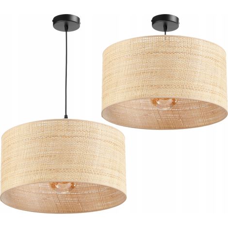 Hängelampe mit Rattanschirm, 40 cm, Rattan, Boho-Stil, polnische Lampe, E27 (1/5)