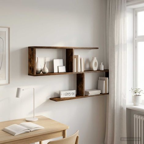 vidaXL Étagère Murale Chêne fumé 100 x 12 x 50,5 cm Bois d'ingénierie (1/5)