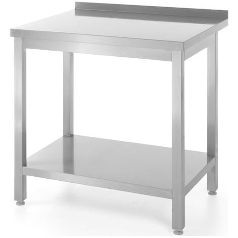 Table murale avec étagère - vissée, profondeur 600 mm - Ref 811481 - 60x140xH92 cm - Hendi