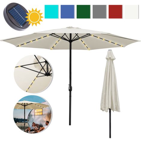 Parapluie 3.5m Parasol avec LED Alu pivotant Parasol jardin terrasse balcon Beige (1/5)