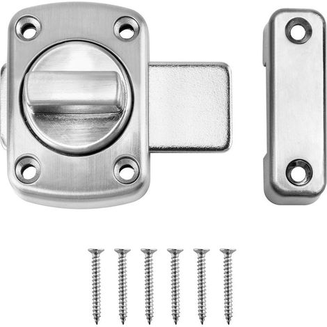 Pestillo giratorio para puerta, pestillo de giro, cerradura para puerta interior, pestillo para baño, dormitorio, puerta de aseo, plateado (1/5)