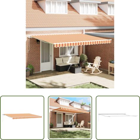 Store rétractable - Auvent Jaune et Orange 450 x 350 x 165 cm Polyester (1/5)