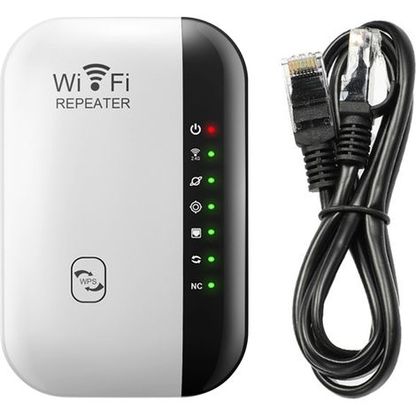 Répéteur WiFi 300M, amplificateur de signal sans fil, 7 voyants lumineux, extension de portée WiFi avec port Ethernet, configuration simple, relais/point d'accès, 2 modes de fonctionnement, répéteur W (1/3)